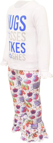 Unique Baby Girls Clothes 2pc Set Long Sleeve Shirt with Ruffle Leggings Toddlers and Kids in Saudi Arabia