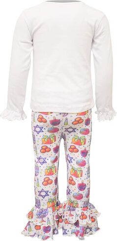 Unique Baby Girls Clothes 2pc Set Long Sleeve Shirt with Ruffle Leggings Toddlers and Kids in Saudi Arabia