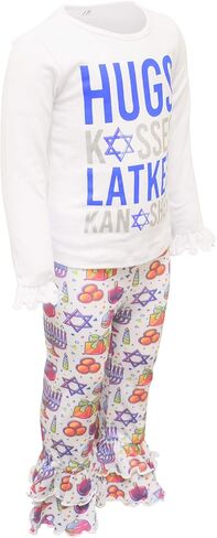 Unique Baby Girls Clothes 2pc Set Long Sleeve Shirt with Ruffle Leggings Toddlers and Kids in Saudi Arabia