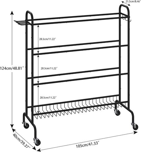 Basketball Rack, 4-Layers Rolling Basketball Shooting Training Stand, Sports Equipment Storage with Wheels and Basket for Volleyball, Football and Basketball Accessories,TBL002B in Saudi Arabia