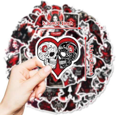 Dark Romance Goth Stickers - 50 Pcs Gothic Skull Satanic Waterproof Vinyl Stickers for Water Bottle, Laptop, Phone Case - Horror Spooky Skeleton Stickers for Teens & Adults in Kuwait