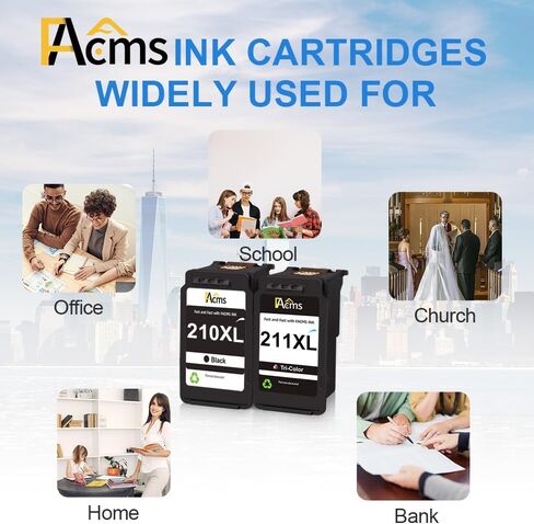 استبدال خرطوشة الحبر PG-210XL CL-211XL لحزمة التحرير والسرد الأسود واللون Canon 210XL 211XL لـ PIXMA MP495 MP490 MP480 MP280 MP250 MP240 MX410 MX340 MX320 IP2702 (1 أسود، 1 ثلاثي الألوان) in Kuwait