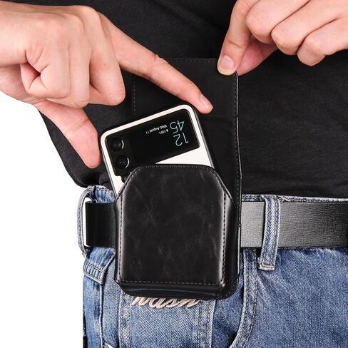 Flip Cell Phone Holster Belt Clip Case for Samsung Galaxy Z Flip 5, Z Flip 4, Z Flip 3 5G, Z Flip 5G, Z Flip, Motorola Razr+ Plus 2023, Razr 40 Ultra, Razr 2022 2020 2019 Phone Belt Loop Pouch (Black) in Saudi Arabia