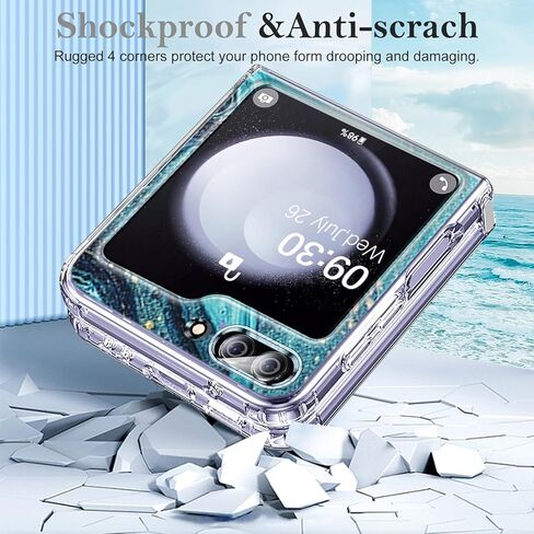 حافظة Z Flip 5 رخامية لهاتف Samsung Galaxy Z Flip5 5G حافظة هاتف نحيفة للنساء، تصميم رخامي لامع، غطاء واقٍ ناعم من مادة TPU الشفافة ومضاد للانزلاق ومقاوم للخدش لهاتف Samsung Z Flip 5 (أزرق داكن) in Kuwait