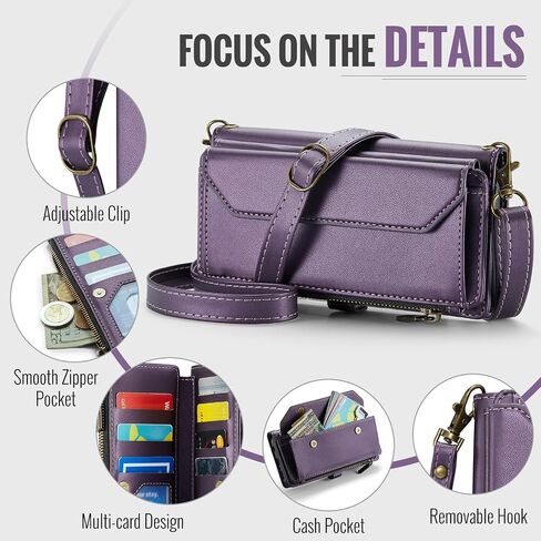 Asuwish Phone Case for Samsung Galaxy A50 A50S A30S Zipper Wallet Cover with Tempered Glass Screen Protector and Flip RFID Blocking Card Holder Cell A 50 50S 30S S50 50A SM A505G Women Girls Purple in Saudi Arabia