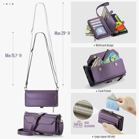 Asuwish Phone Case for Samsung Galaxy A50 A50S A30S Zipper Wallet Cover with Tempered Glass Screen Protector and Flip RFID Blocking Card Holder Cell A 50 50S 30S S50 50A SM A505G Women Girls Purple in Saudi Arabia