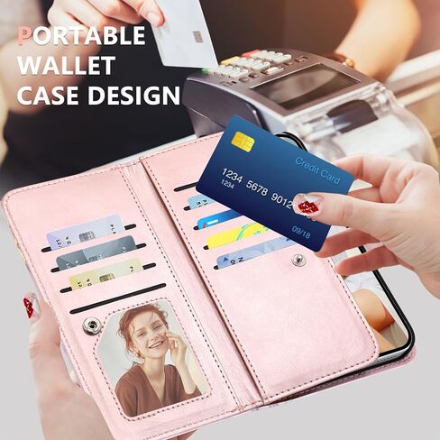 Fingic iPhone 14 Pro Case Wallet Rose Gold Marble 9 حامل بطاقات من جلد البولي يوريثان إغلاق مغناطيسي قابل للفصل حافظة محفظة بحزام معصم للنساء والفتيات حافظة هاتف لهاتف iPhone 14 Pro 5G (6.1 بوصة)، 2022 in Kuwait