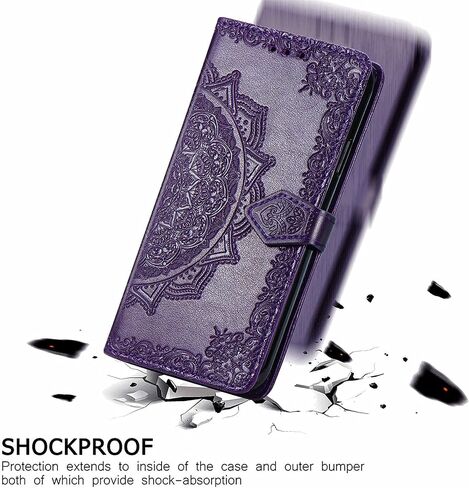 Wallet Case for Samsung Galaxy A15 5G,Flip Case PU Leather Emboss Mandala Flowers Wrist Strap Folio Card Slots Magnetic Kickstand Protective Phone Cover for Samsung Galaxy A15 5G Purple in Saudi Arabia
