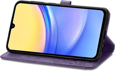 Wallet Case for Samsung Galaxy A15 5G,Flip Case PU Leather Emboss Mandala Flowers Wrist Strap Folio Card Slots Magnetic Kickstand Protective Phone Cover for Samsung Galaxy A15 5G Purple in Saudi Arabia
