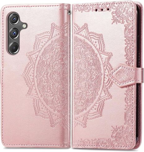 Wallet Case for Samsung Galaxy A15 5G,Flip Case PU Leather Emboss Mandala Flowers Wrist Strap Folio Card Slots Magnetic Kickstand Protective Phone Cover for Samsung Galaxy A15 5G Purple in Saudi Arabia