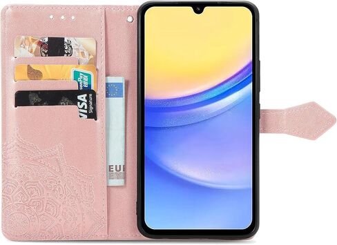 Wallet Case for Samsung Galaxy A15 5G,Flip Case PU Leather Emboss Mandala Flowers Wrist Strap Folio Card Slots Magnetic Kickstand Protective Phone Cover for Samsung Galaxy A15 5G Purple in Saudi Arabia