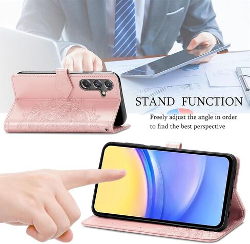 Wallet Case for Samsung Galaxy A15 5G,Flip Case PU Leather Emboss Mandala Flowers Wrist Strap Folio Card Slots Magnetic Kickstand Protective Phone Cover for Samsung Galaxy A15 5G Purple in Saudi Arabia