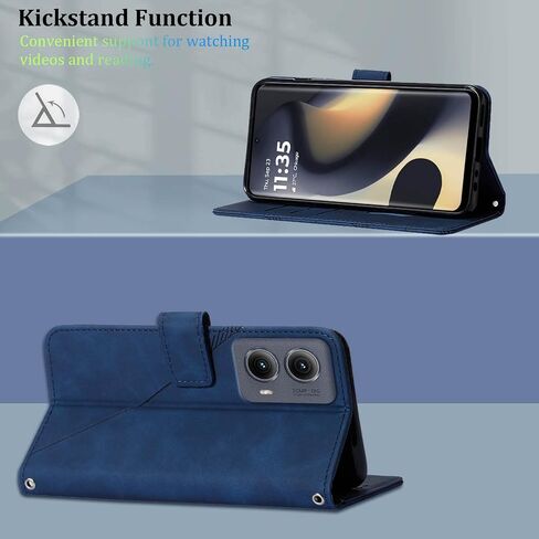 for Motorola Edge 2024 Case Wallet,[Card Holder Slots] [Wrist Strap] TPU Interior Protective,Stand PU Leather Folio Flip Cases Cover for Moto Edge 2024 (Blue) in Kuwait