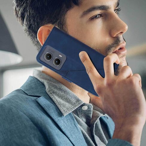 for Motorola Edge 2024 Case Wallet,[Card Holder Slots] [Wrist Strap] TPU Interior Protective,Stand PU Leather Folio Flip Cases Cover for Moto Edge 2024 (Blue) in Kuwait