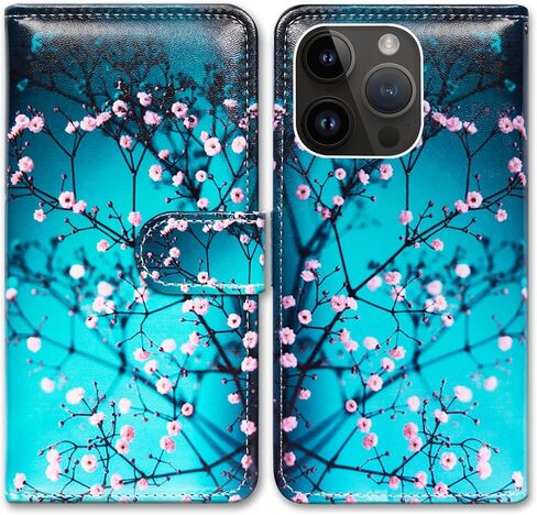 حافظة Bcov لهاتف iPhone 16 Pro، حافظة هاتف قلابة من الجلد على شكل زهرة ماندالا مع فتحة للبطاقات ومسند لهاتف Apple iPhone 16 Pro in Kuwait