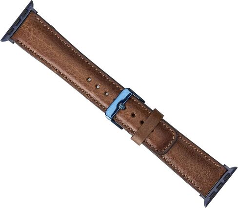 Tuscany Leather Bands Compatible with Apple Watch 38mm 40mm 41mm Band, iWatch Replacement Strap for Series 1, 2, 3, 4, 5, 6, 7, SE, 8, Ultra, Sport (Antique Dark Blue w/Gold Connector&Clasp) in Saudi Arabia