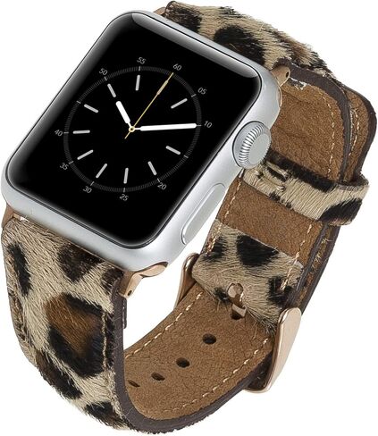 أحزمة جلدية توسكانا متوافقة مع Apple Watch 38 مم 40 مم 41 مم، حزام بديل iWatch للسلسلة 1، 2، 3، 4، 5، 6، 7، SE، 8، Ultra، Sport (أزرق داكن عتيق مع موصل ومشبك ذهبي) in Kuwait