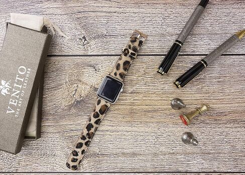 أحزمة جلدية توسكانا متوافقة مع Apple Watch 38 مم 40 مم 41 مم، حزام بديل iWatch للسلسلة 1، 2، 3، 4، 5، 6، 7، SE، 8، Ultra، Sport (أزرق داكن عتيق مع موصل ومشبك ذهبي) in Kuwait