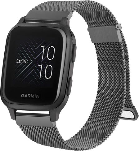 أساور معدنية من Amzpas لساعة Garmin Venu/Venu 2 Plus/Venu Sq/Sq الموسيقية، حزام معصم بديل من الفولاذ المقاوم للصدأ 20 مم للنساء والرجال in Kuwait