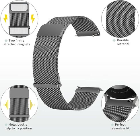 أساور معدنية من Amzpas لساعة Garmin Venu/Venu 2 Plus/Venu Sq/Sq الموسيقية، حزام معصم بديل من الفولاذ المقاوم للصدأ 20 مم للنساء والرجال in Kuwait