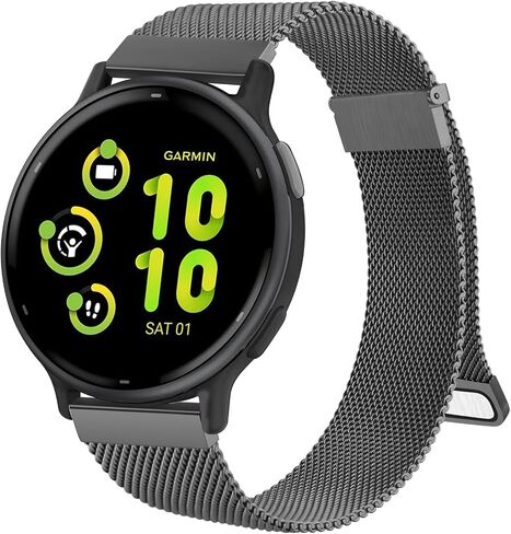 أساور معدنية من Amzpas لساعة Garmin Venu/Venu 2 Plus/Venu Sq/Sq الموسيقية، حزام معصم بديل من الفولاذ المقاوم للصدأ 20 مم للنساء والرجال in Kuwait