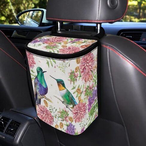 Frog Mushroom Print Car Garbage Bin with Lid Multipurpose Car Trash Bag Hanging with Storage Pockets Collapsible Portable Car Dustbin Can in Saudi Arabia