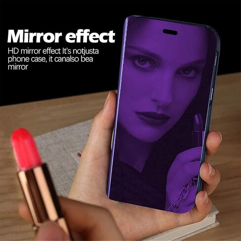 S24+ Plus 5G Case Compatible with Samsung Galaxy S24+ 5G Cell Phone Case with Kickstand, PU Leather, Clear View Mirror Flip Cover Shockproof Protective Cover for Samsung S24 Plus 5G (Purple) in Saudi Arabia
