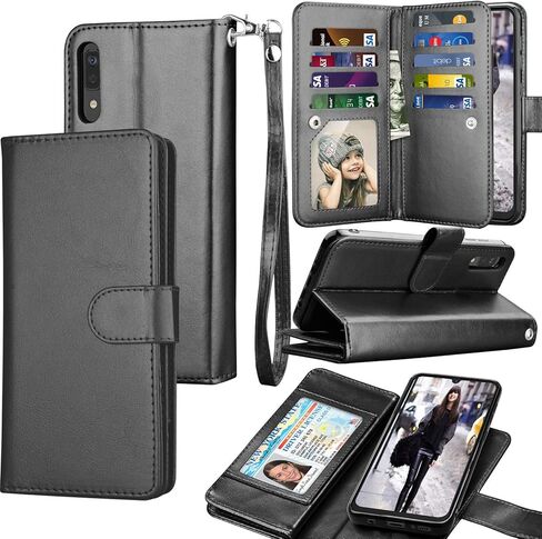 Galaxy A70 Case, Galaxy A70 Wallet Case, Luxury Cash Credit Card Slots Holder Carrying Folio Flip PU Leather Cover [Detachable Magnetic Hard Case] & Kickstand Compatible Samsung Galaxy A70 [Rose Gold] in Saudi Arabia