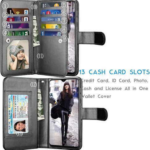 Galaxy A70 Case, Galaxy A70 Wallet Case, Luxury Cash Credit Card Slots Holder Carrying Folio Flip PU Leather Cover [Detachable Magnetic Hard Case] & Kickstand Compatible Samsung Galaxy A70 [Rose Gold] in Saudi Arabia