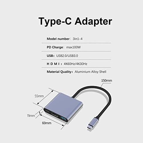 USB hub 3.0 for Type-c Port,3 in 1 Adapter for pc Accessories with USB-C 4K HDMI SD/TF Ethernet,Dock Station for Tablet PC Phone,Compatible with HP Dell Switch Galaxy Surface Thinkpad iPad iPhone Mac in Saudi Arabia