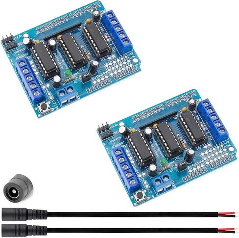 2 pcs L293D DC Motor Drive Expansion Shield Stepper Motor Drive Shield Expansion Board with DC Female Cable for Arduino Duemilanove Raspberry Pi in Saudi Arabia