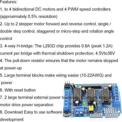 2 pcs L293D DC Motor Drive Expansion Shield Stepper Motor Drive Shield Expansion Board with DC Female Cable for Arduino Duemilanove Raspberry Pi in Saudi Arabia