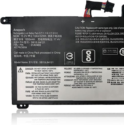 01AV493 00UR891 Laptop Battery Replacement for Lenovo ThinkPad T570 T580 P51S P52S Series Notebook SB10L84121 00UR892 SB10L84123 00UR890 SB10L84122 15.28V 32Wh 2095mAh 4-Cell in Saudi Arabia