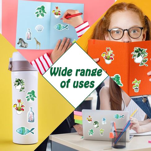 200Pcs Green Plant Jungle Animal Ocean Stickers, Botanical Nature Wild Animal Sea Life Aesthetic Decals, Waterproof Vinyl Stickers for Water Bottles Laptop Phone Computer Luggage Skateboard in Saudi Arabia