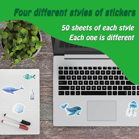 200Pcs Green Plant Jungle Animal Ocean Stickers, Botanical Nature Wild Animal Sea Life Aesthetic Decals, Waterproof Vinyl Stickers for Water Bottles Laptop Phone Computer Luggage Skateboard in Saudi Arabia