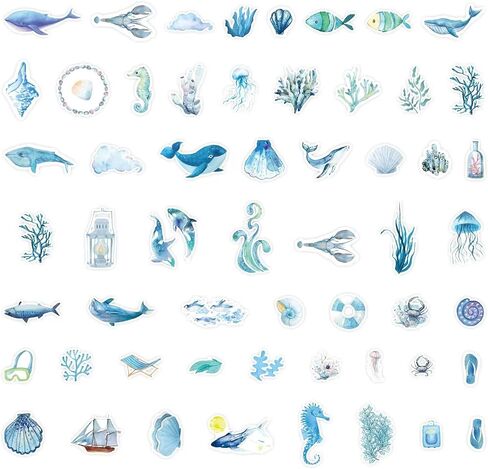 200Pcs Green Plant Jungle Animal Ocean Stickers, Botanical Nature Wild Animal Sea Life Aesthetic Decals, Waterproof Vinyl Stickers for Water Bottles Laptop Phone Computer Luggage Skateboard in Saudi Arabia