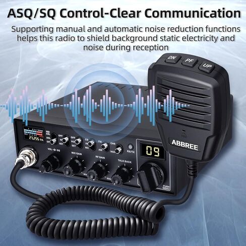ABBREE CB Radio Kit AM/FM Professional Long Range Portable CB Radio with Magnetic Mount Antenna and External Speaker- NOAA Emergency Radio,Instant Channel 9,Noise Reduction and SWR Calibration,Black in Kuwait