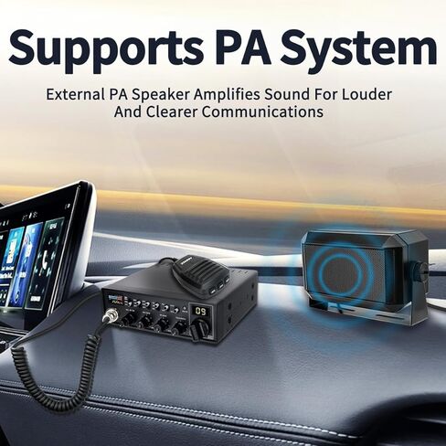 ABBREE CB Radio Kit AM/FM Professional Long Range Portable CB Radio with Magnetic Mount Antenna and External Speaker- NOAA Emergency Radio,Instant Channel 9,Noise Reduction and SWR Calibration,Black in Kuwait