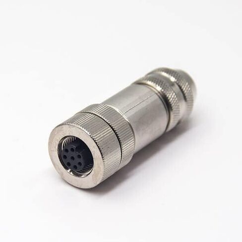 2 Pcs M12 8 Pin Female Connector Straight Aviation Plug Shielded A Code Field Installable Cable Waterproof, Assemble Type Plug Unshiled IP67 Industrial Sensor Plug Adapter in Saudi Arabia