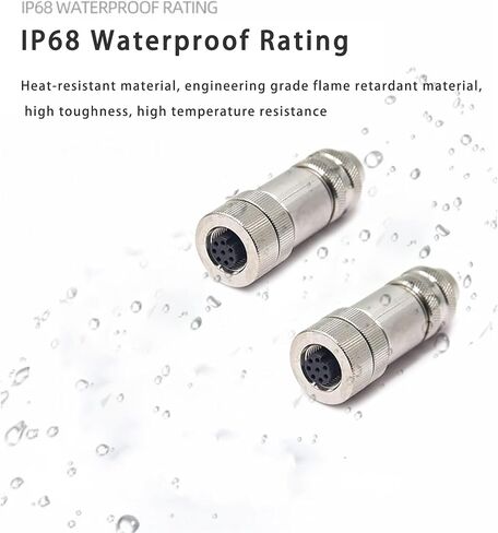 2 Pcs M12 8 Pin Female Connector Straight Aviation Plug Shielded A Code Field Installable Cable Waterproof, Assemble Type Plug Unshiled IP67 Industrial Sensor Plug Adapter in Saudi Arabia