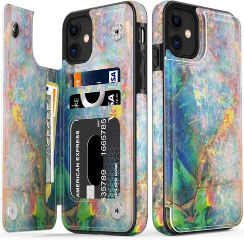 bemal for iPhone 11 Case,Elegant Flip Folio Leather Wallet Case Cover with Unique Fashion Designs for Women Girls,Card Slots Kickstand Protective Phone Case for iPhone 11 6.1" Marble Pink Grey in Saudi Arabia