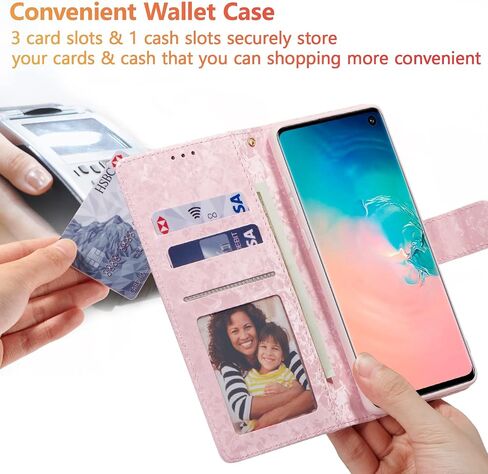 UEEBAI Wallet Case for Samsung Galaxy S10, PU Leather Phone Case Kickstand RFID Blocking Flip Case with Card Slots Wrist Strap Relief Engraved Pattern Magnetic Closure Folio Case - Butterfly in Saudi Arabia