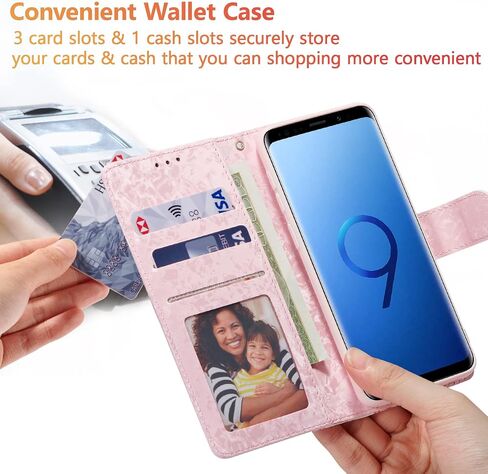 UEEBAI Wallet Case for Samsung Galaxy S10, PU Leather Phone Case Kickstand RFID Blocking Flip Case with Card Slots Wrist Strap Relief Engraved Pattern Magnetic Closure Folio Case - Butterfly in Saudi Arabia