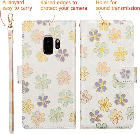 UEEBAI Wallet Case for Samsung Galaxy S10, PU Leather Phone Case Kickstand RFID Blocking Flip Case with Card Slots Wrist Strap Relief Engraved Pattern Magnetic Closure Folio Case - Butterfly in Saudi Arabia