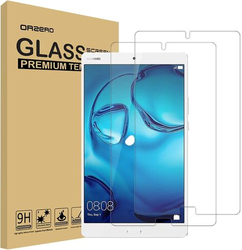 Orzero (عبوة من قطعتين) متوافق مع واقي شاشة من الزجاج المقوى مقاس 8.4 بوصة لهاتف Huawei MediaPad M5، 9 صلابة HD مضادة للخدش وخالية من الفقاعات وعالية الوضوح in Saudi Arabia