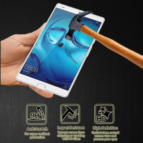Orzero (عبوة من قطعتين) متوافق مع واقي شاشة من الزجاج المقوى مقاس 8.4 بوصة لهاتف Huawei MediaPad M5، 9 صلابة HD مضادة للخدش وخالية من الفقاعات وعالية الوضوح in Saudi Arabia