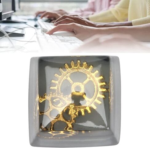 Zopsc Game Resin Keycap, Cute Custom Keycap, DIY Handmade Keycap for Game Players and Keyboard Enthusiasts, Personality Keycap for Echanical Keyboard (Black Gear) in Saudi Arabia