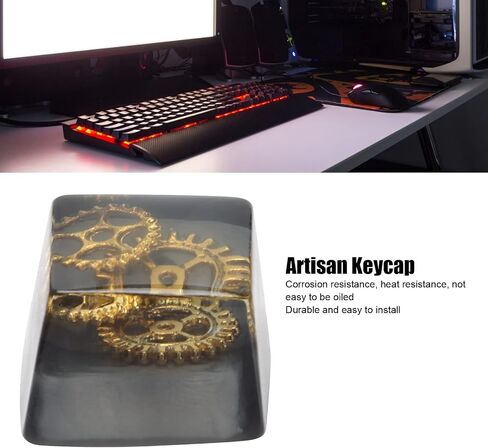 Zopsc Game Resin Keycap, Cute Custom Keycap, DIY Handmade Keycap for Game Players and Keyboard Enthusiasts, Personality Keycap for Echanical Keyboard (Black Gear) in Saudi Arabia
