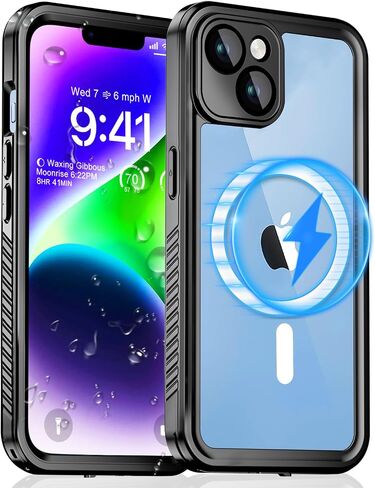 Unitedtime for iPhone 14 Case Magnetic Waterproof with Built-in Screen Protector,Compatible with MagSafe Shockproof Dustproof Heavy Duty Full Body Protective Front and Back Cover 6.1 Inch in Saudi Arabia