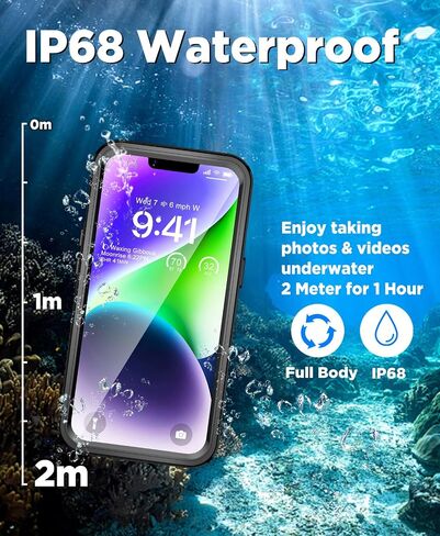 Unitedtime for iPhone 14 Case Magnetic Waterproof with Built-in Screen Protector,Compatible with MagSafe Shockproof Dustproof Heavy Duty Full Body Protective Front and Back Cover 6.1 Inch in Saudi Arabia